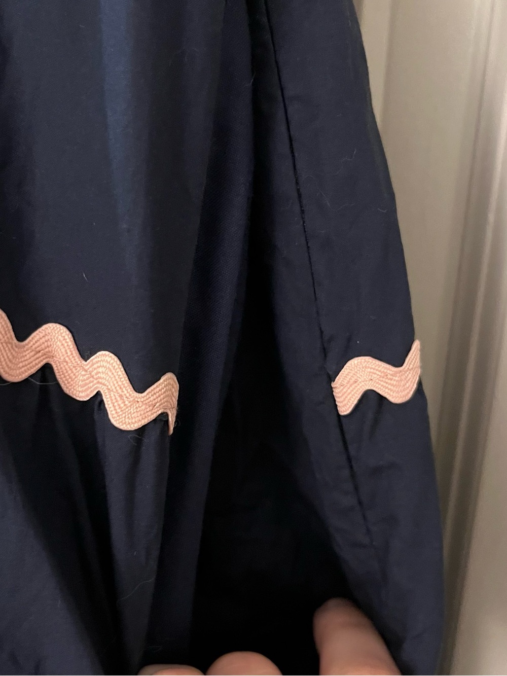 English Factory Ric Rac Navy and Pink Midi Dress With Puff Sleeves Size 2x - Picture 4 of 5
